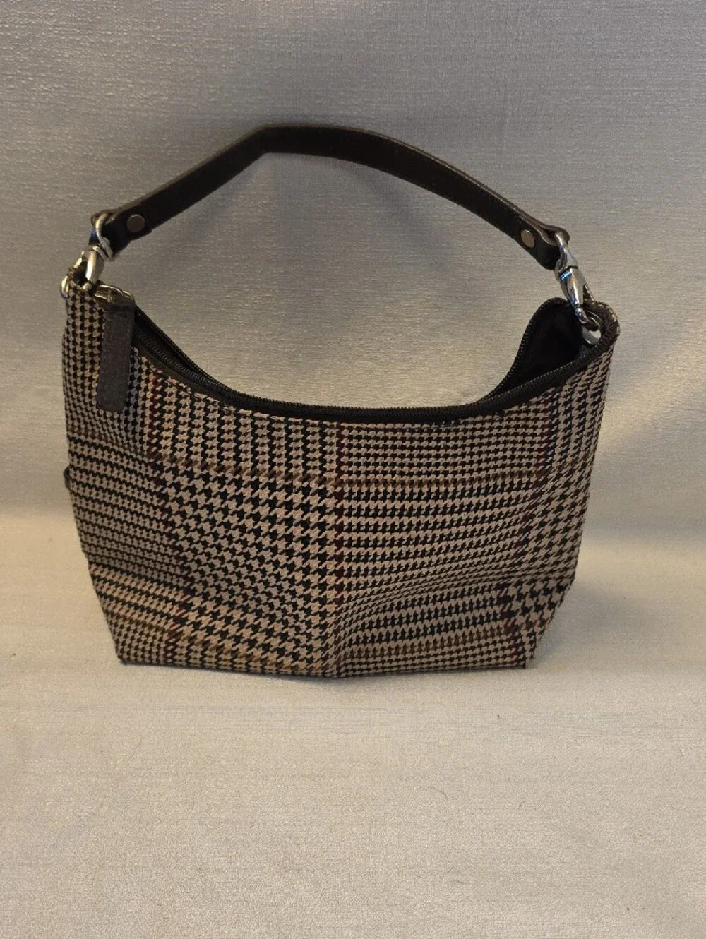 Classic Vintage Ralph Lauren Houndstooth Satchel in Brown and Tan